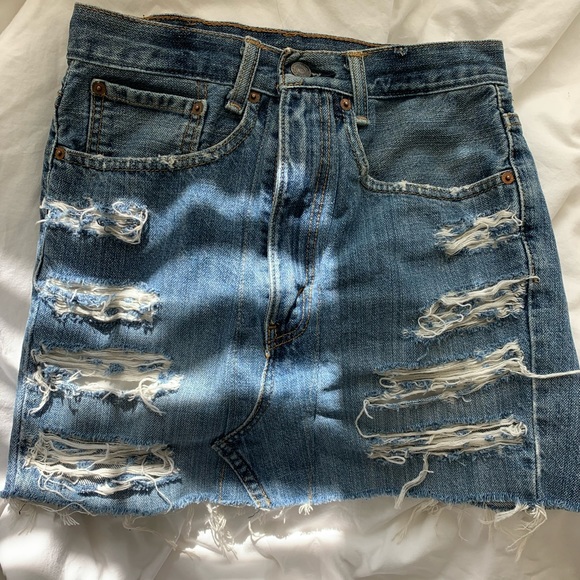 Levi's Dresses & Skirts - Vintage Levi’s distressed 505 denim skirt